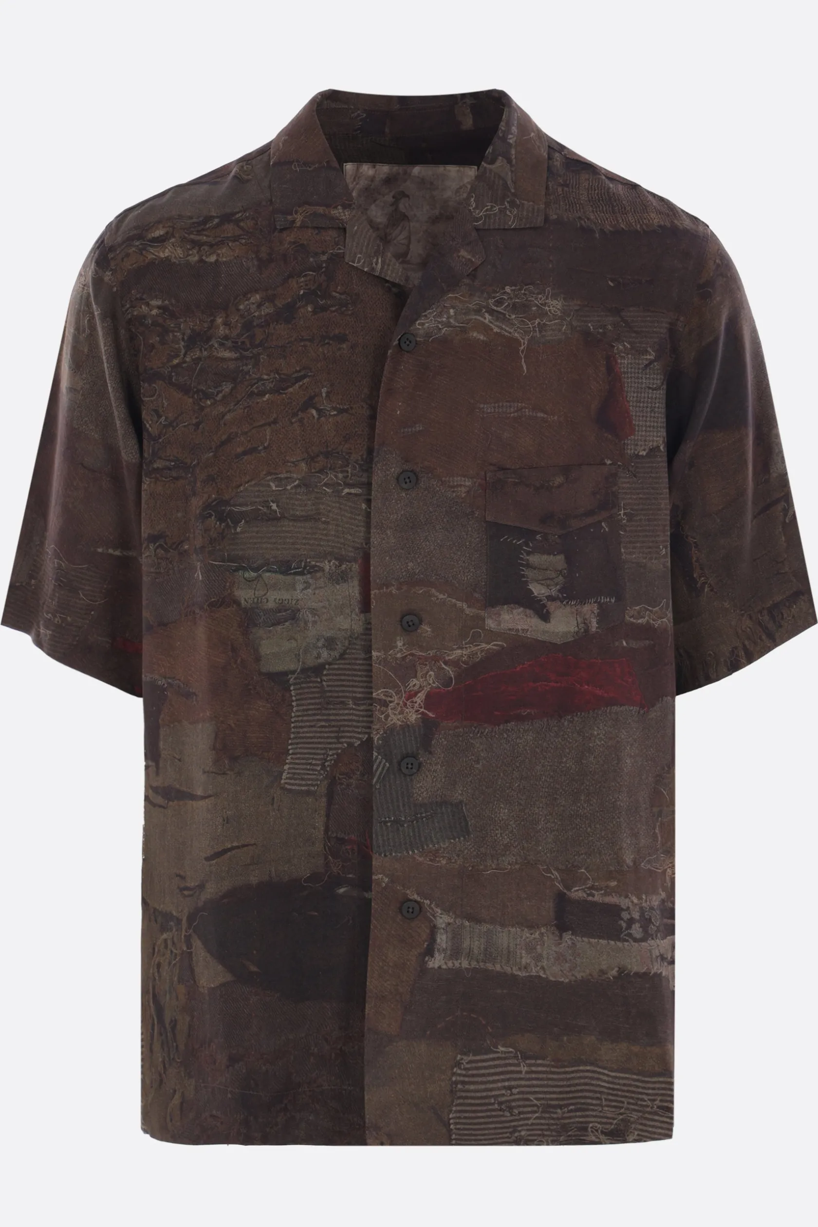 Topwear>ZIGGY CHEN camicia a maniche corte in seta stampa digitale Multicolor