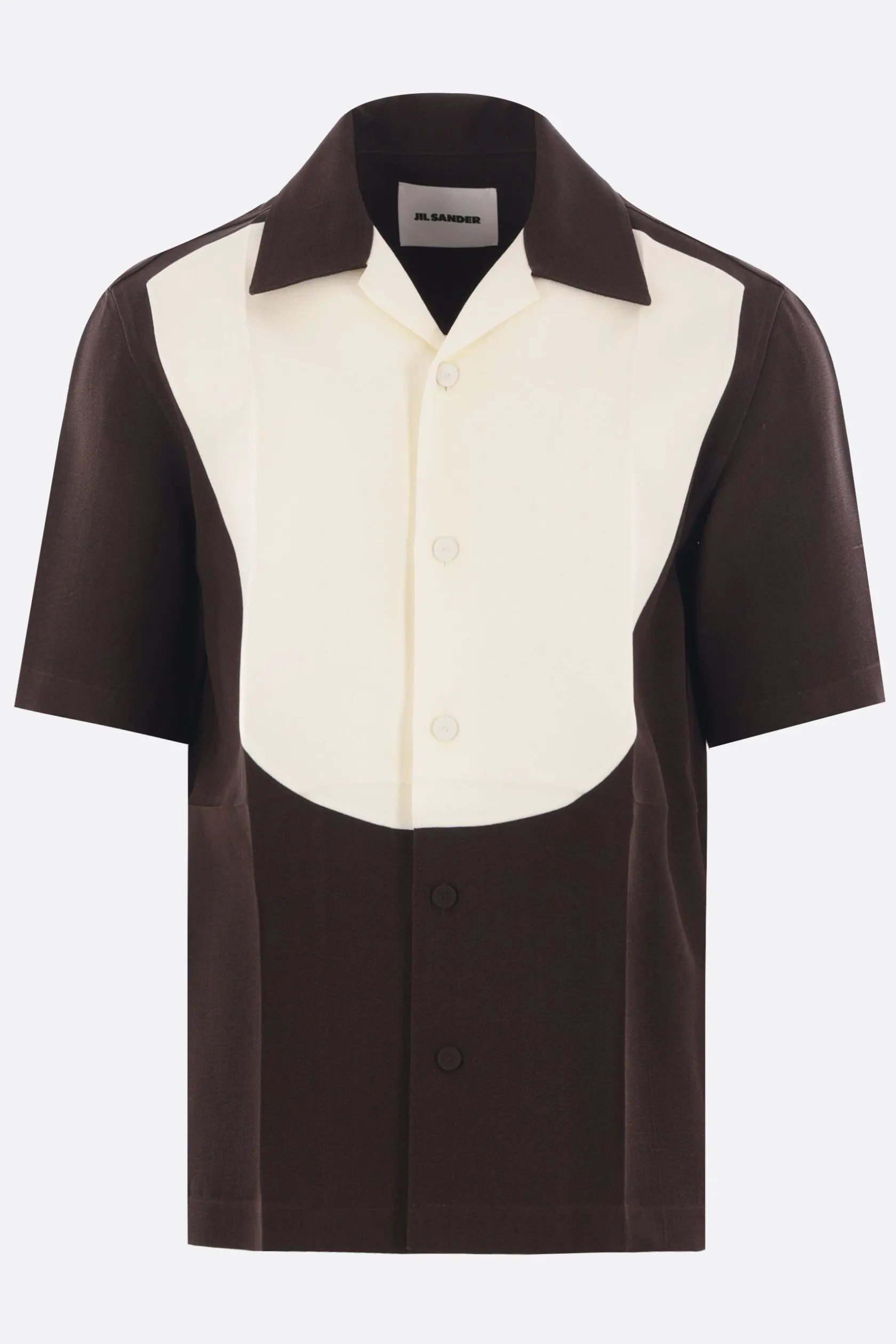 Topwear>JIL SANDER camicia a maniche corte in viscosa e seta Nero