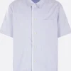 Topwear>SACAI camicia a maniche corte in popeline a righe Blu