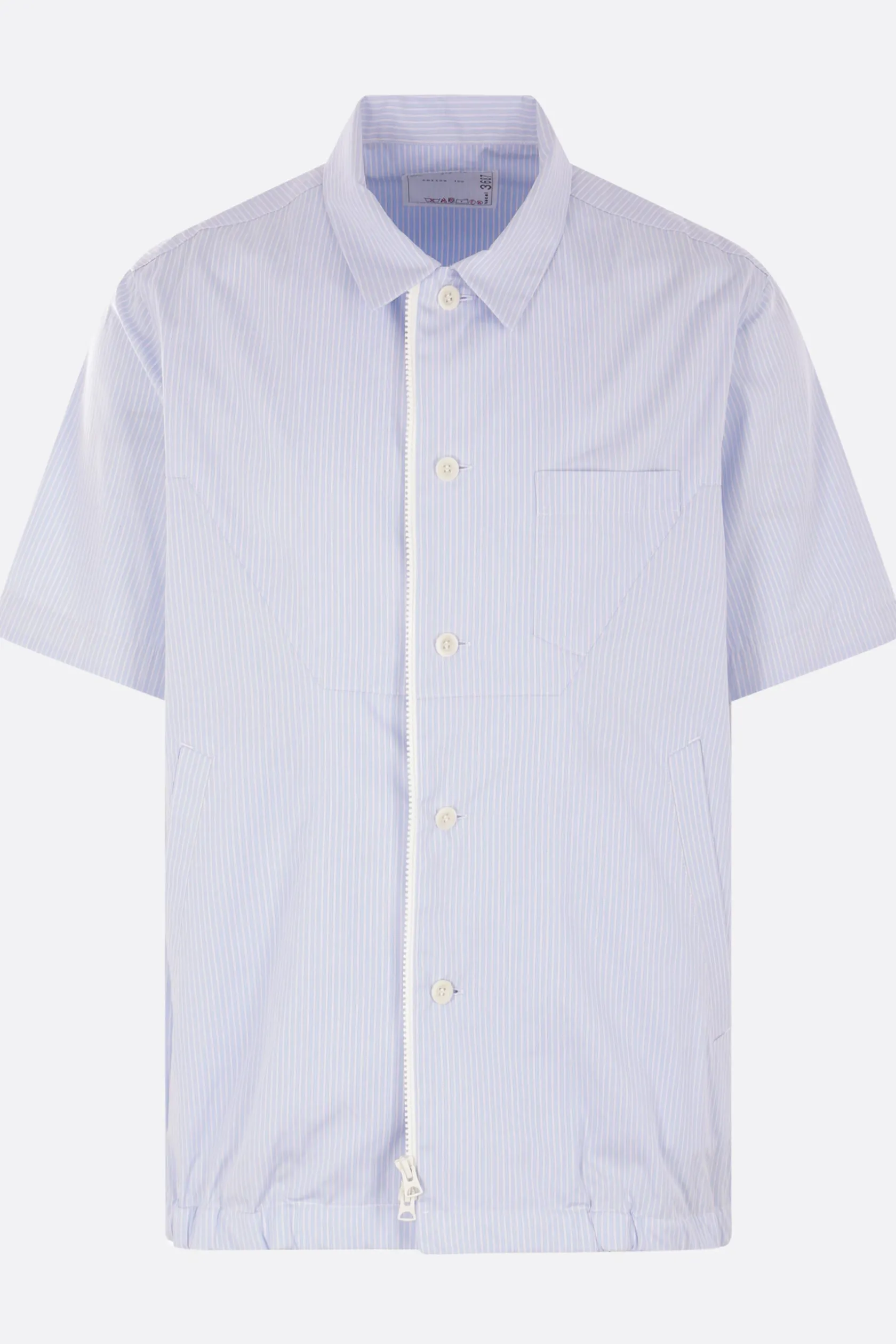 Topwear>SACAI camicia a maniche corte in popeline a righe Blu