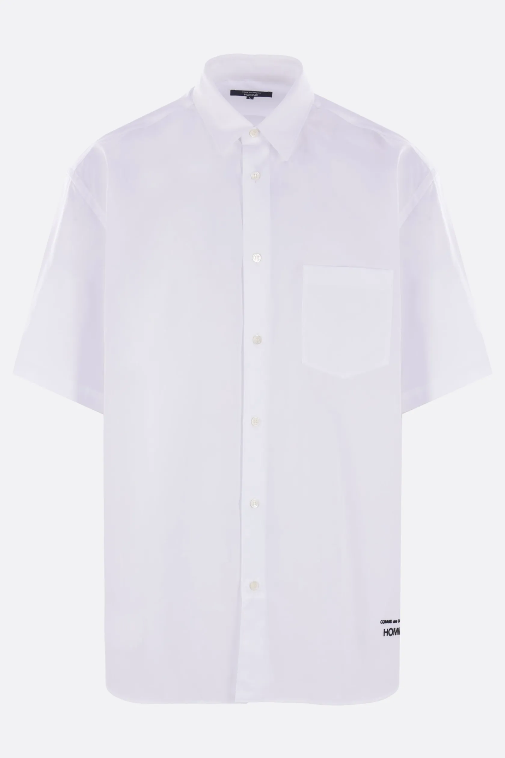 Topwear>COMME DES GARÇONS HOMME camicia a maniche corte in popeline ricamo logo Bianco