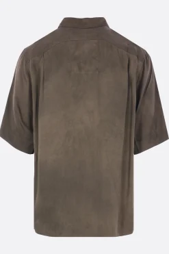 Topwear>ZIGGY CHEN camicia a maniche corte in misto seta Grigio