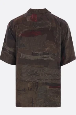 Topwear>ZIGGY CHEN camicia a maniche corte in seta stampa digitale Multicolor