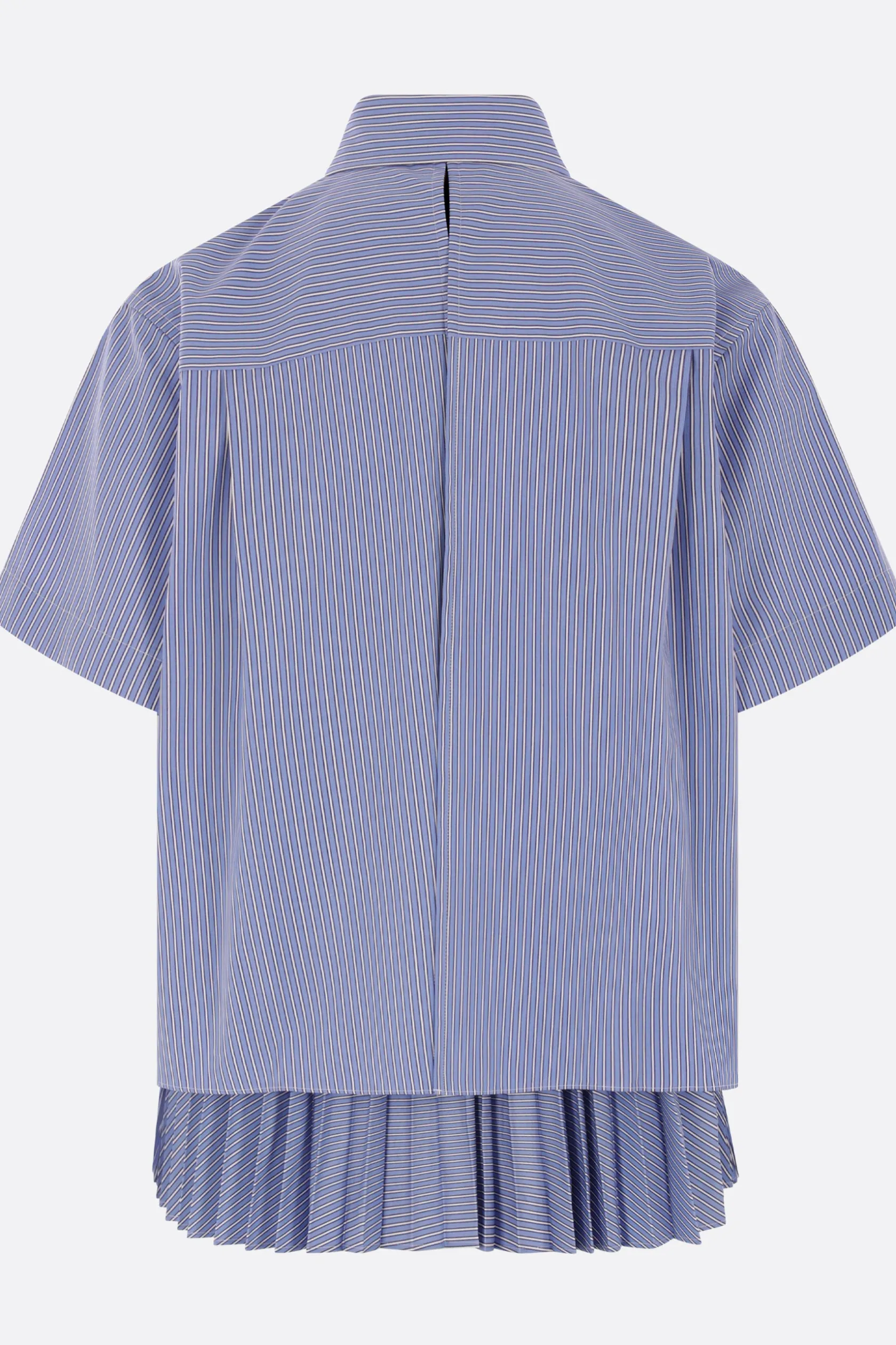 Topwear>SACAI camicia a maniche corte in popeline a righe Blu