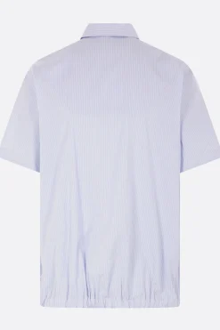 Topwear>SACAI camicia a maniche corte in popeline a righe Blu
