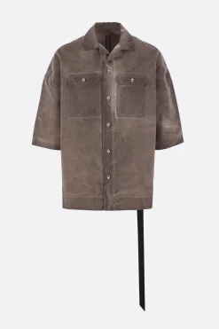 Topwear>RICK OWENS DRKSHDW camicia a maniche corte Magnum Tommy in canvas Grigio