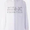Topwear>MM6 camicia asimmetrica in popeline a righe Blu