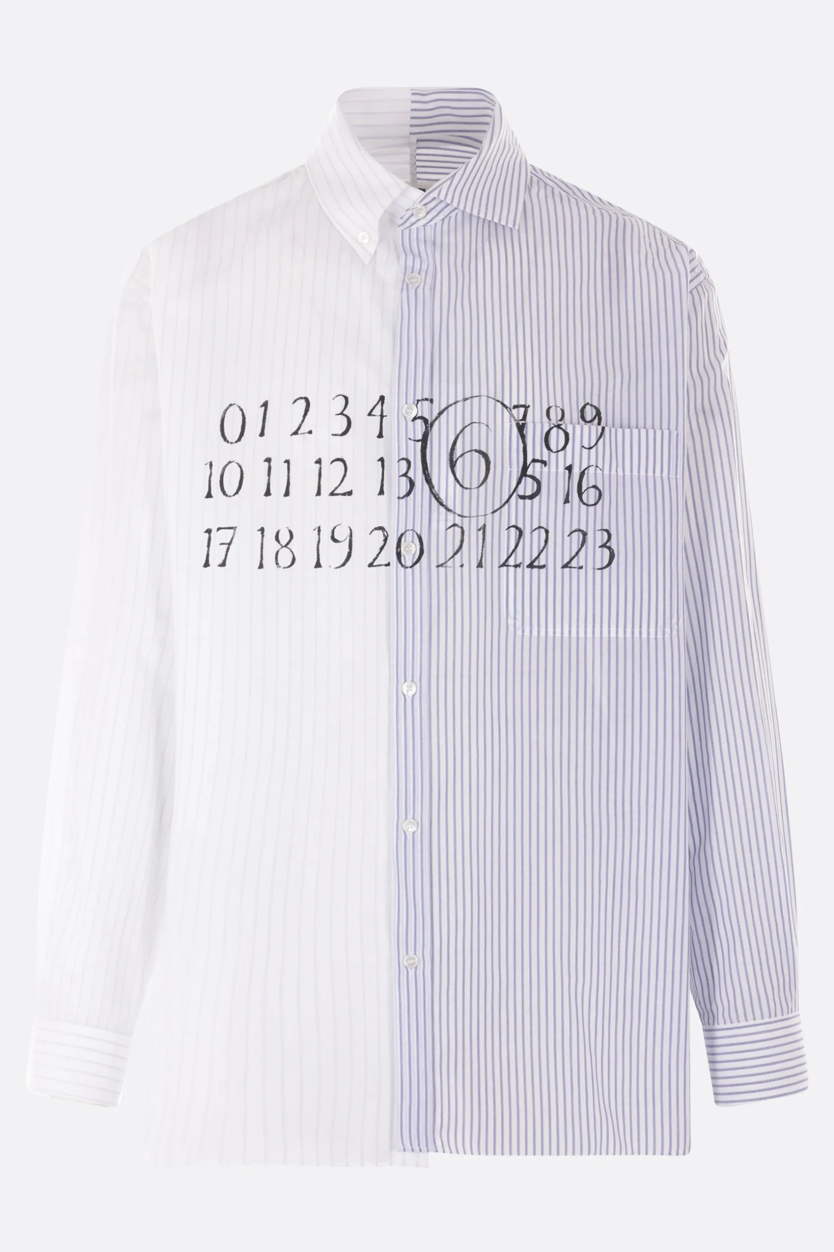 Topwear>MM6 camicia asimmetrica in popeline a righe Blu