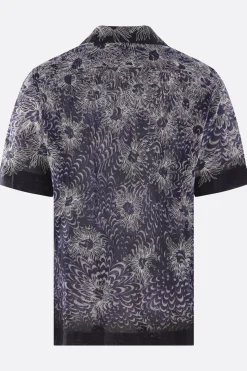 Topwear>DRIES VAN NOTEN camicia bowling Carltone in cotone ricamato Blu