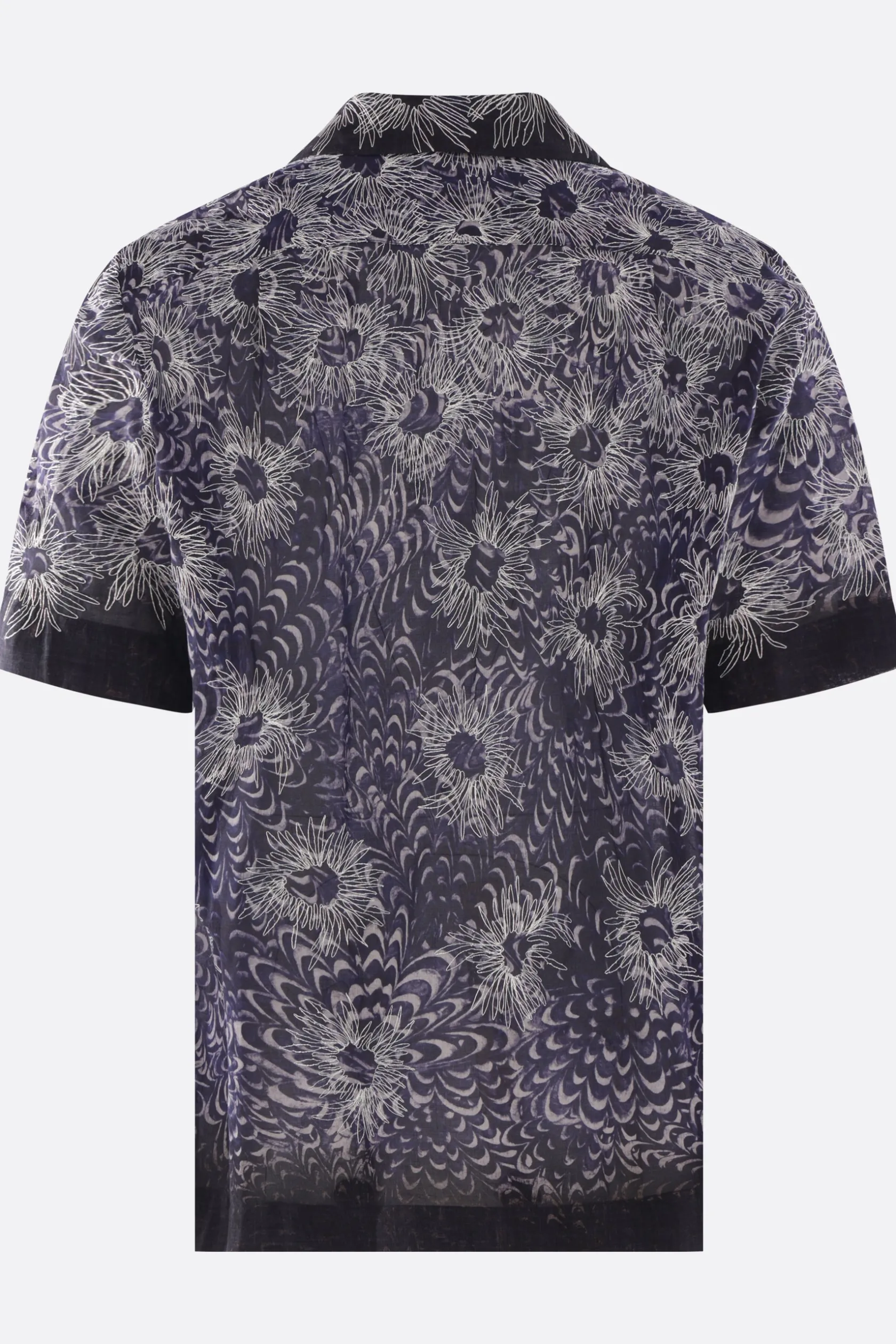 Topwear>DRIES VAN NOTEN camicia bowling Carltone in cotone ricamato Blu