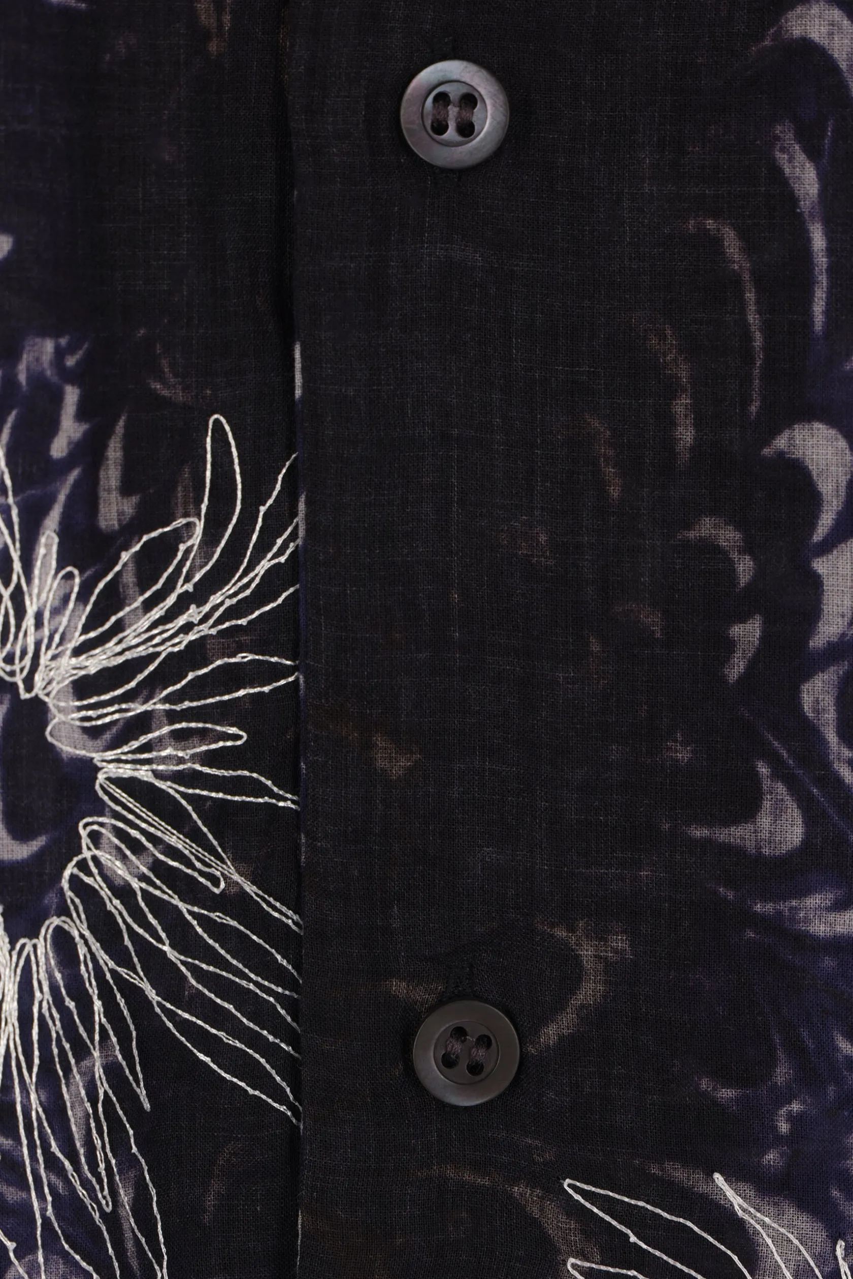Topwear>DRIES VAN NOTEN camicia bowling Carltone in cotone ricamato Blu