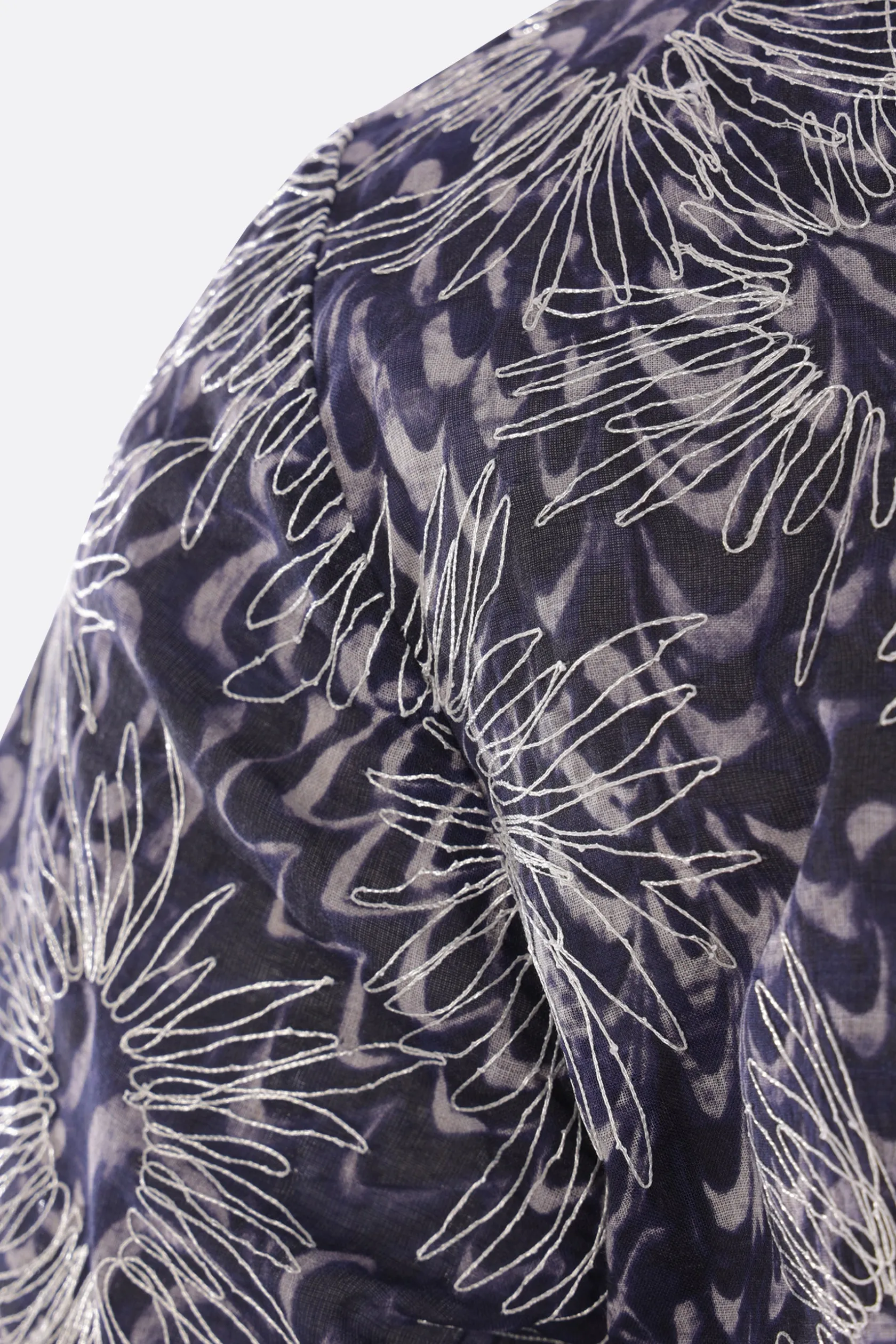 Topwear>DRIES VAN NOTEN camicia bowling Carltone in cotone ricamato Blu