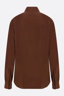 Topwear>DRIES VAN NOTEN camicia Chowy in crêpe de chine Marrone