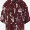 Topwear>SACAI camicia crop in misto cotone stampa floreale Rosso