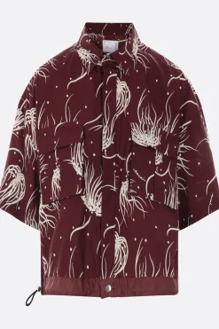 Topwear>SACAI camicia crop in misto cotone stampa floreale Rosso