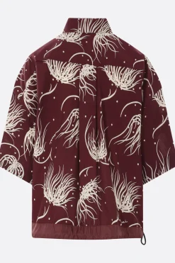 Topwear>SACAI camicia crop in misto cotone stampa floreale Rosso