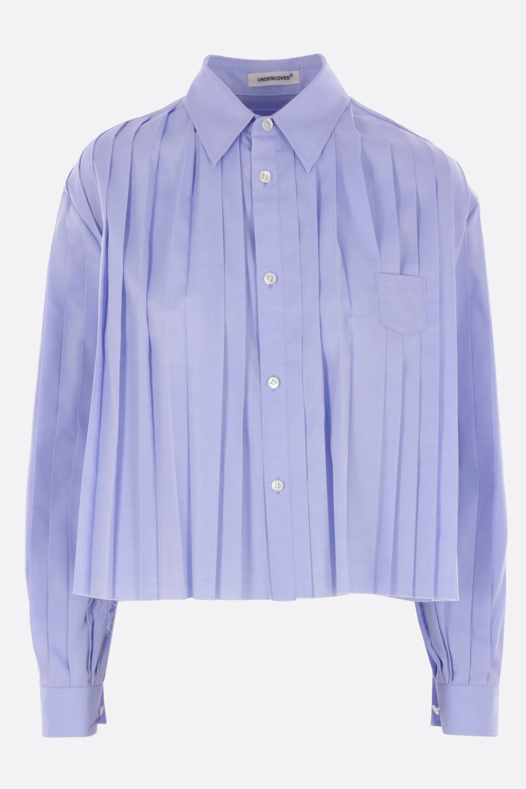 Topwear>UNDERCOVER camicia cropped in Oxford plissé Blu