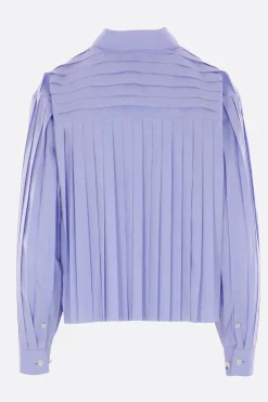 Topwear>UNDERCOVER camicia cropped in Oxford plissé Blu