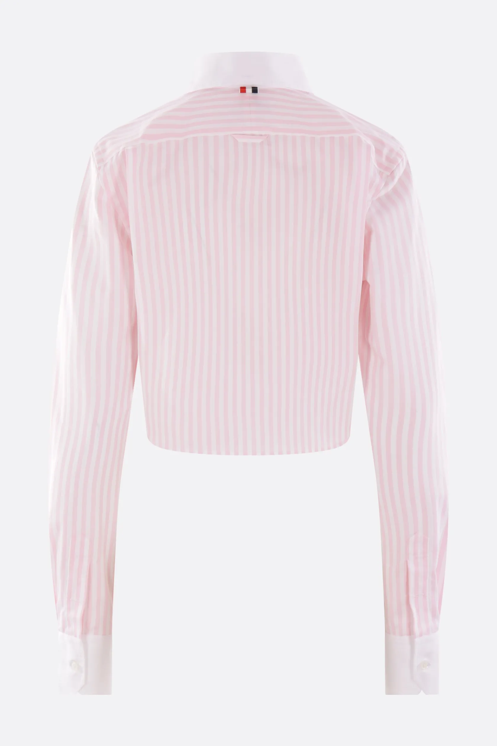 Topwear>THOM BROWNE camicia cropped in popeline a righe Rosa
