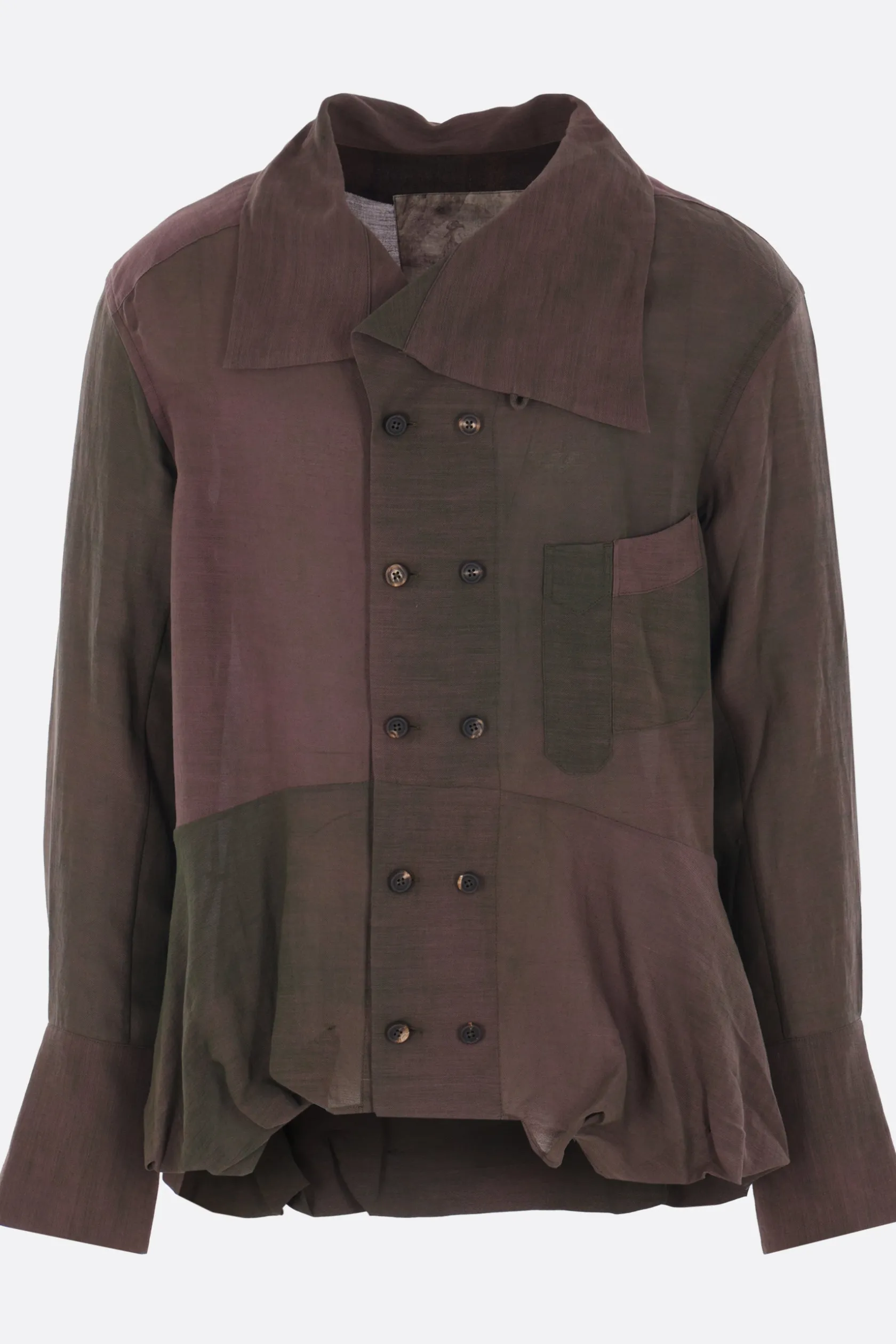 Topwear>ZIGGY CHEN camicia doppiopetto in misto cotone e ramie Multicolor