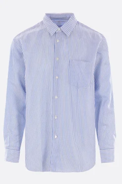 Topwear>COMME DES GARÇONS SHIRT camicia in cupro a righe Blu