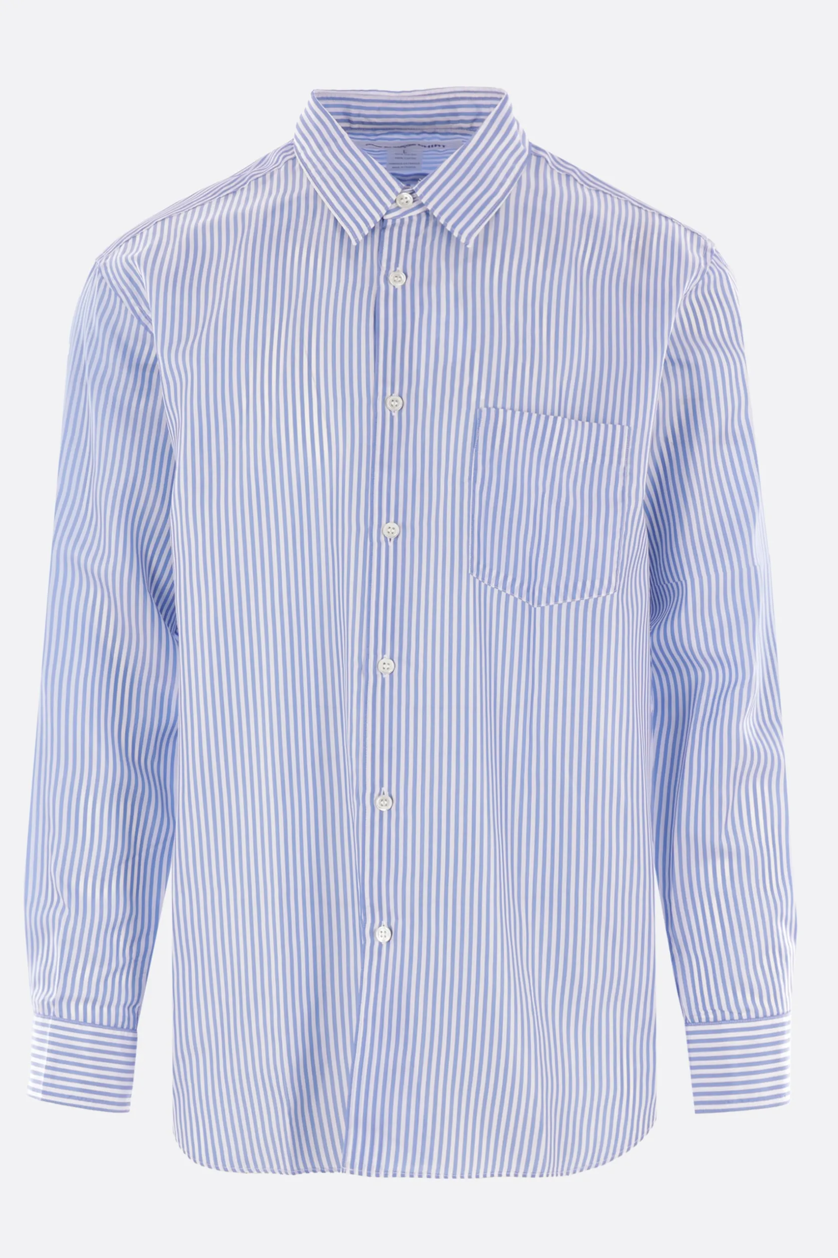 Topwear>COMME DES GARÇONS SHIRT camicia in cupro a righe Blu