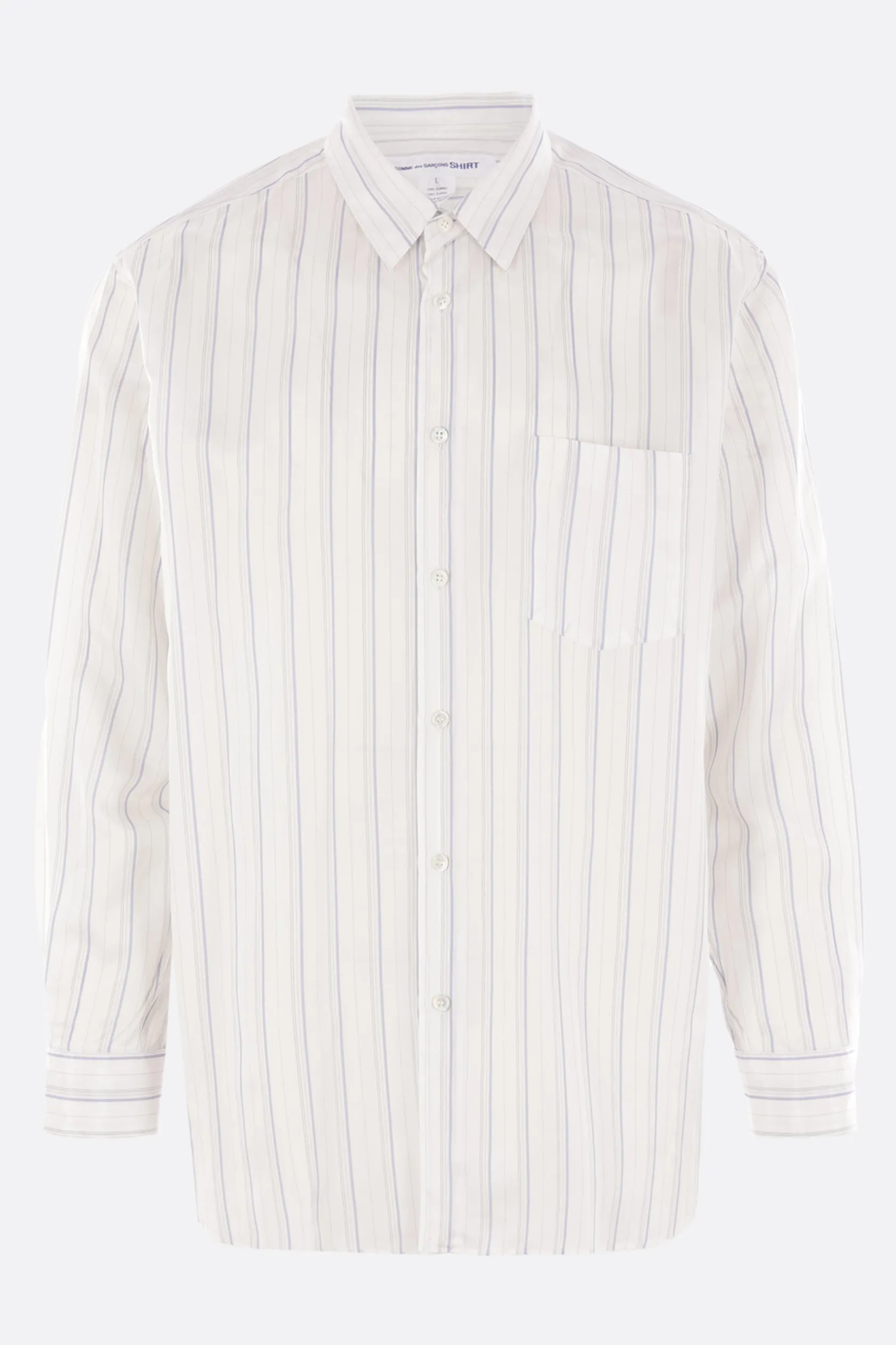 Topwear>COMME DES GARÇONS SHIRT camicia in cupro a righe Bianco