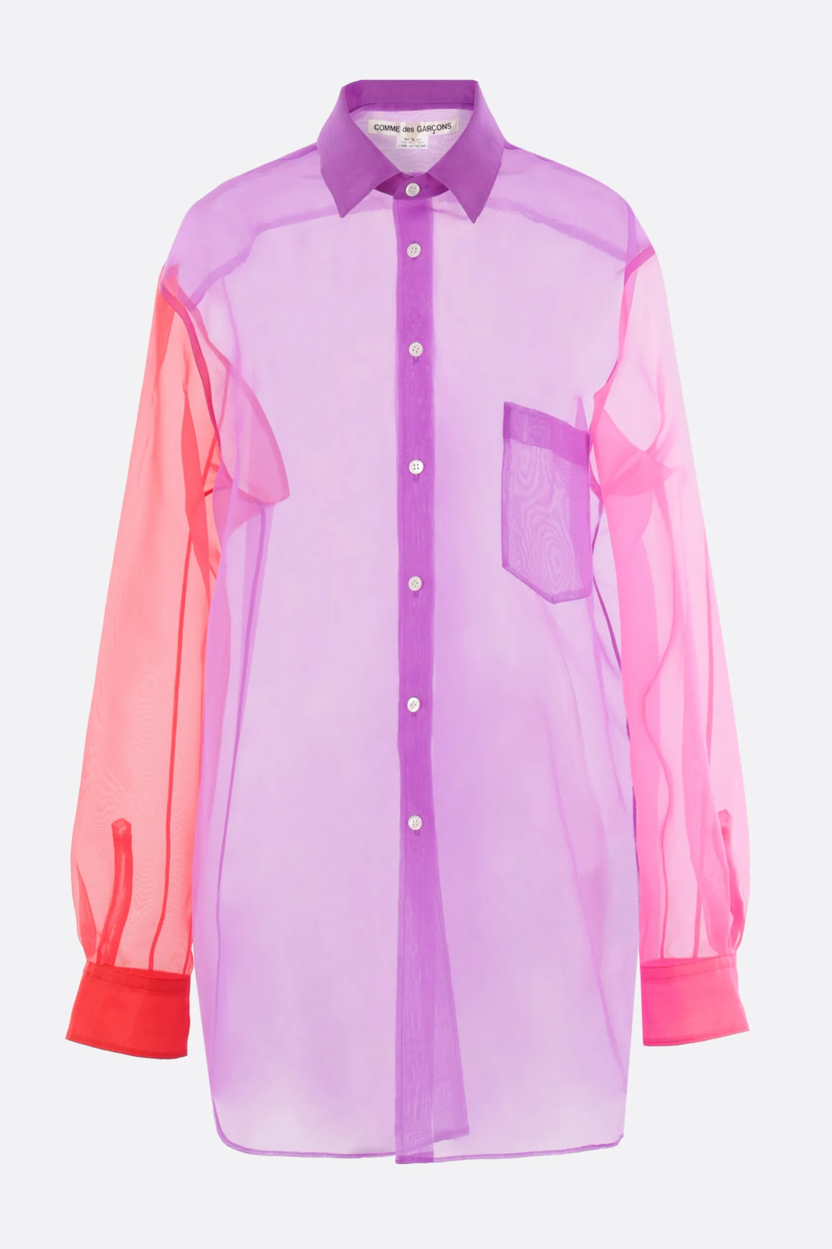 Topwear>COMME DES GARÇONS camicia in organza color-block Multicolor