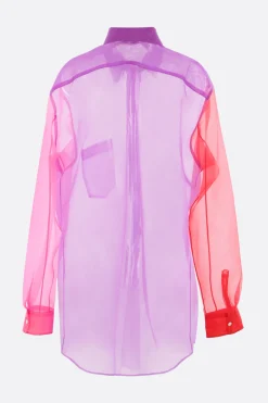 Topwear>COMME DES GARÇONS camicia in organza color-block Multicolor