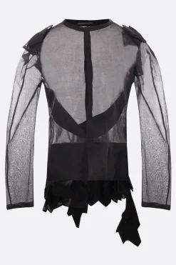 Topwear>YOHJI YAMAMOTO camicia in organza con rouches Nero