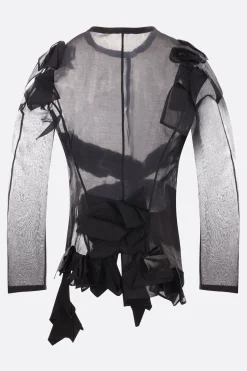 Topwear>YOHJI YAMAMOTO camicia in organza con rouches Nero