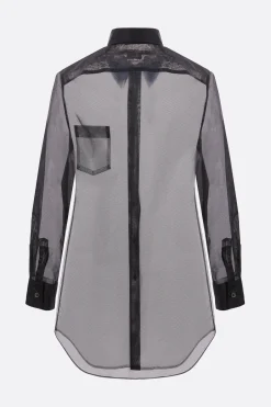 Topwear>COMME DES GARÇONS camicia in organza e rete Nero