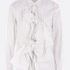 Topwear>COMME DES GARÇONS HOMME PLUS camicia in popeline a righe con fiocco Bianco
