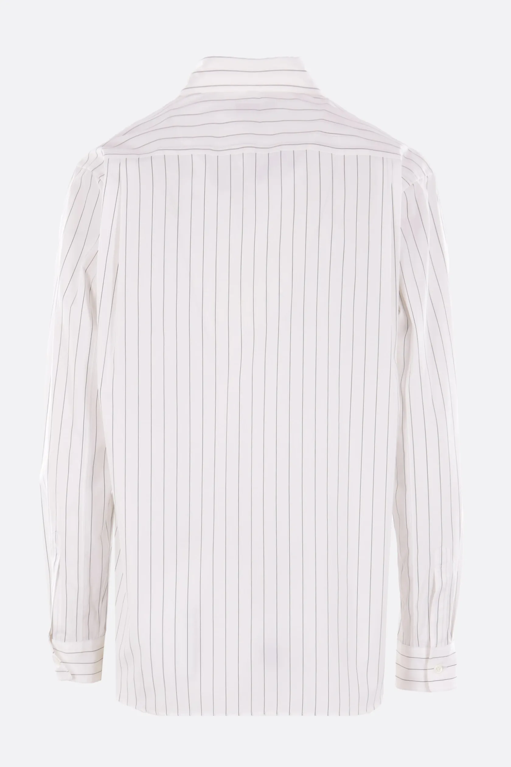 Topwear>COMME DES GARÇONS HOMME PLUS camicia in popeline a righe con fiocco Bianco