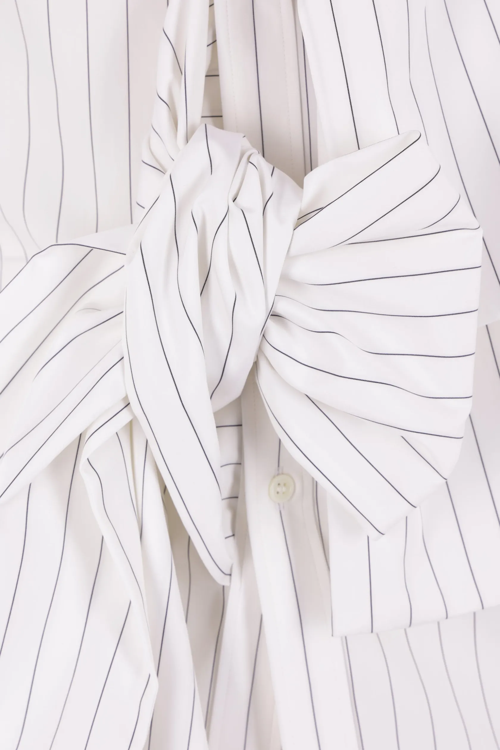 Topwear>COMME DES GARÇONS HOMME PLUS camicia in popeline a righe con fiocco Bianco