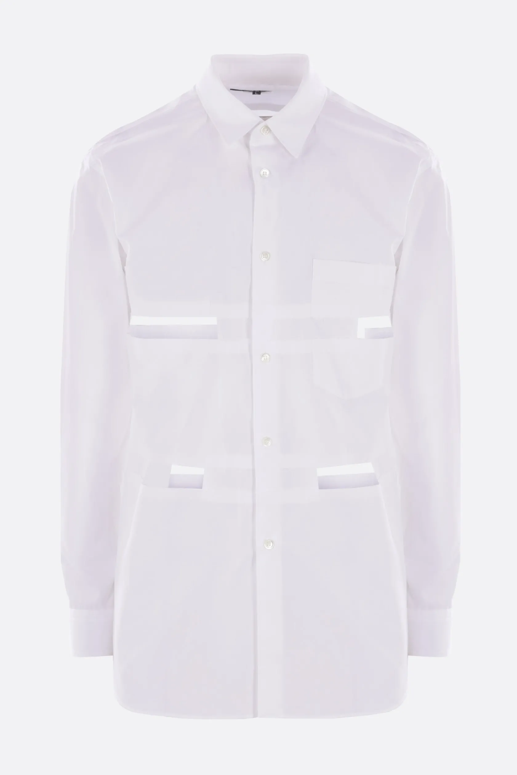 Topwear>BLACK COMME des GARÇONS camicia in popeline con cut-out Bianco