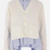 Topwear>SACAI camicia in popeline con cardigan sovrapposto Bianco