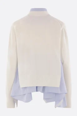 Topwear>SACAI camicia in popeline con cardigan sovrapposto Bianco