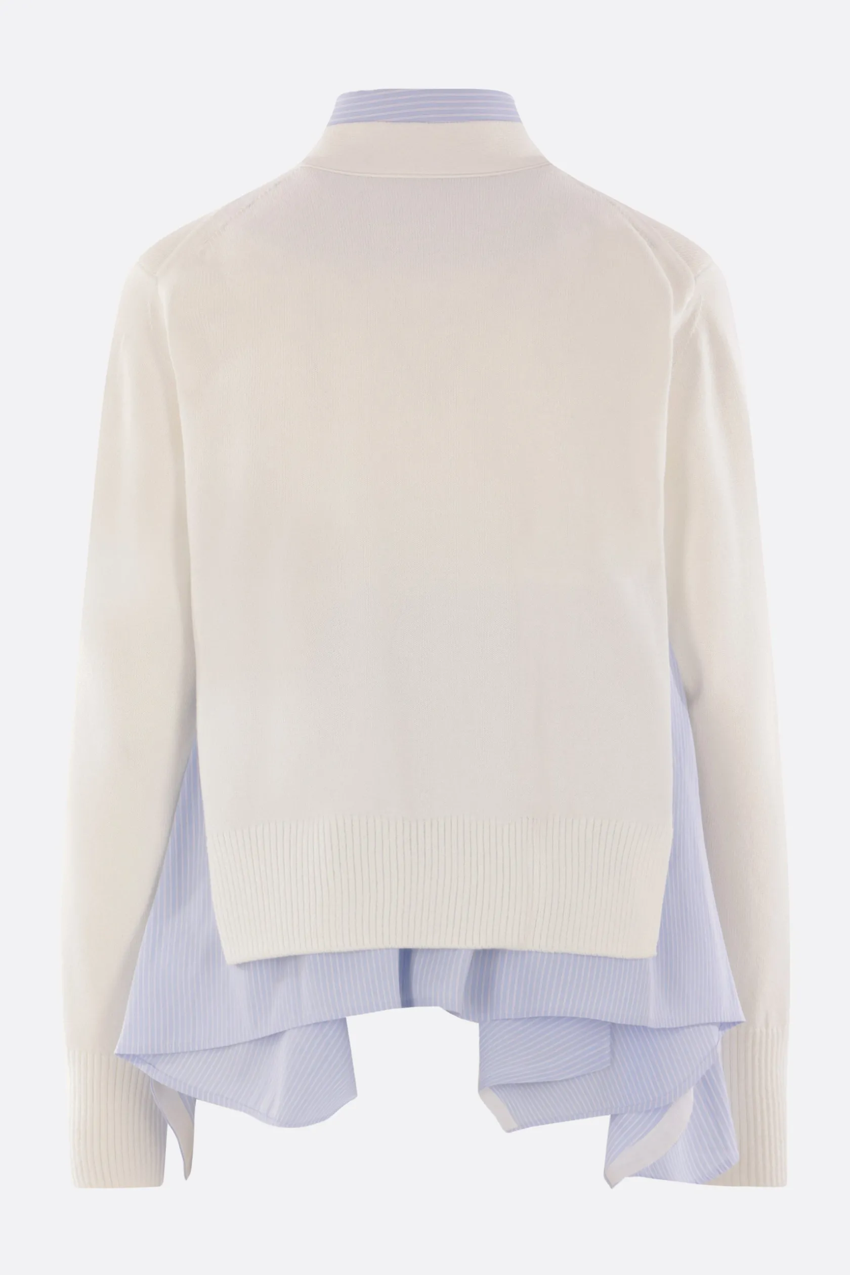 Topwear>SACAI camicia in popeline con cardigan sovrapposto Bianco