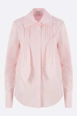 Topwear>LOEWE camicia in popeline con lavallière plissé Rosa