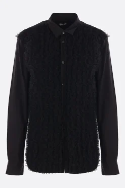Topwear>COMME DES GARÇONS HOMME PLUS camicia in popeline con rouches Nero