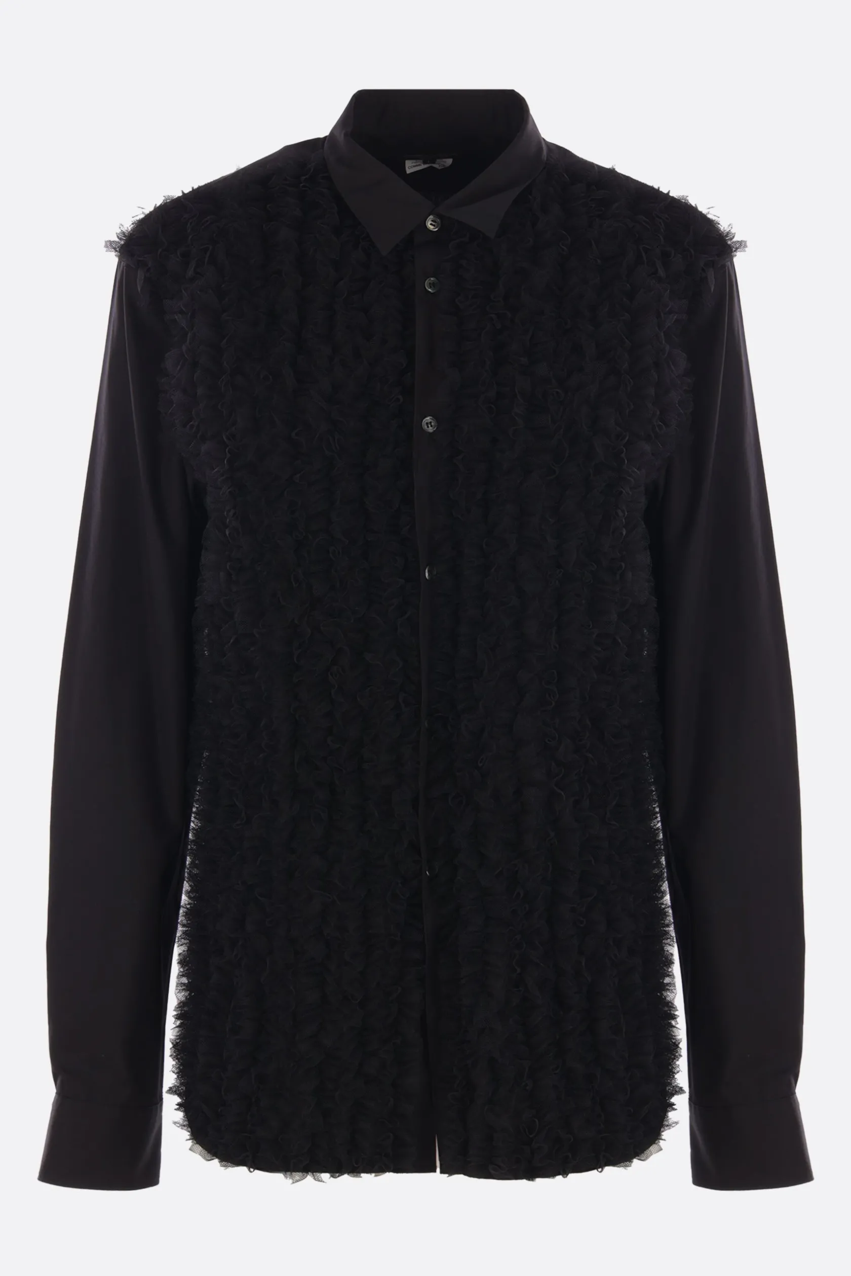 Topwear>COMME DES GARÇONS HOMME PLUS camicia in popeline con rouches Nero