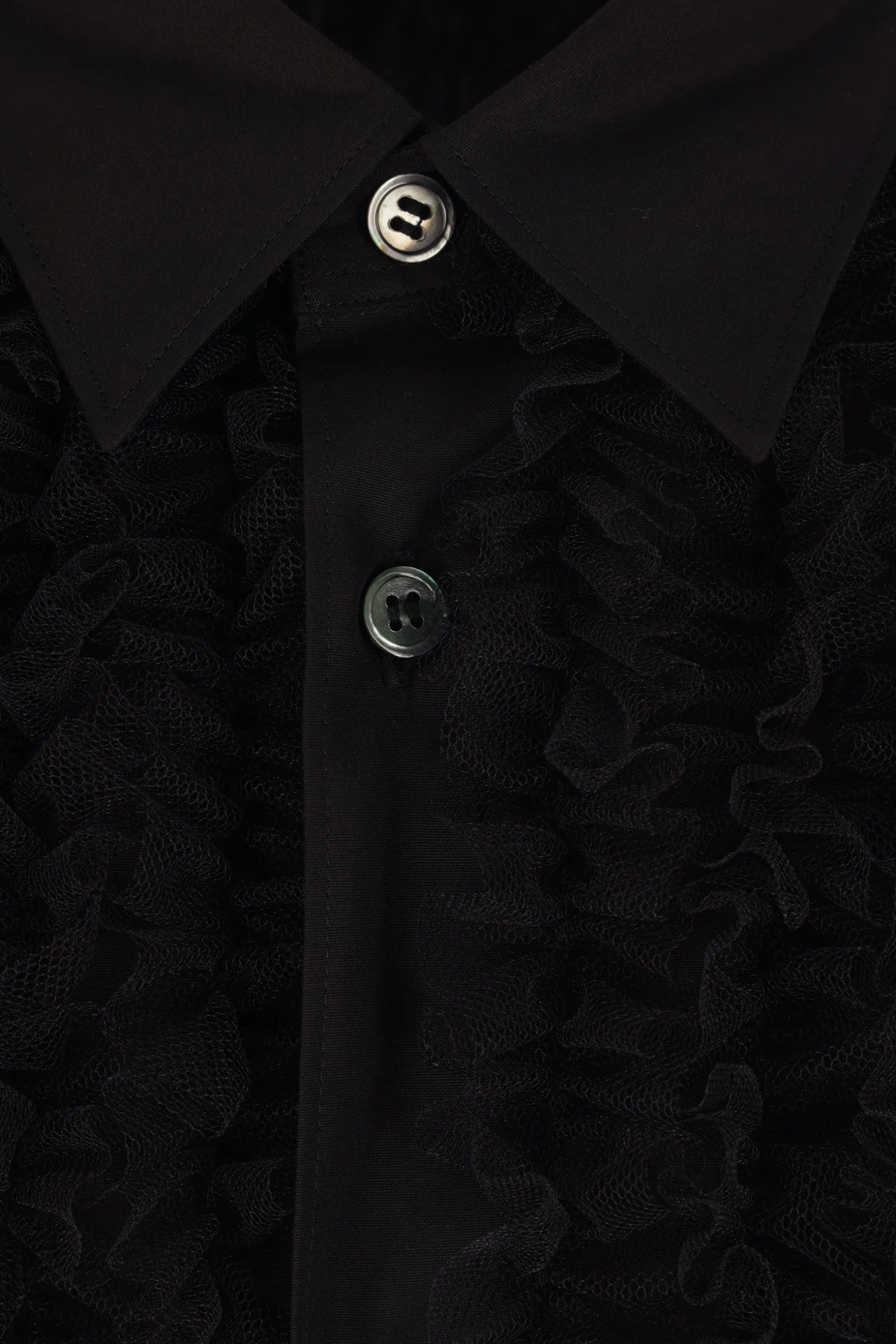 Topwear>COMME DES GARÇONS HOMME PLUS camicia in popeline con rouches Nero