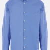 Topwear>COMME DES GARÇONS HOMME camicia in popeline ricamo logo Blu