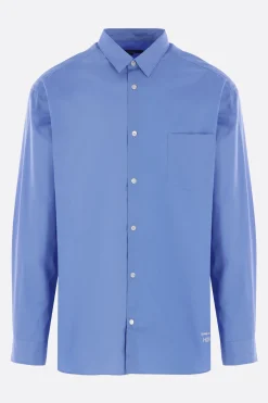 Topwear>COMME DES GARÇONS HOMME camicia in popeline ricamo logo Blu