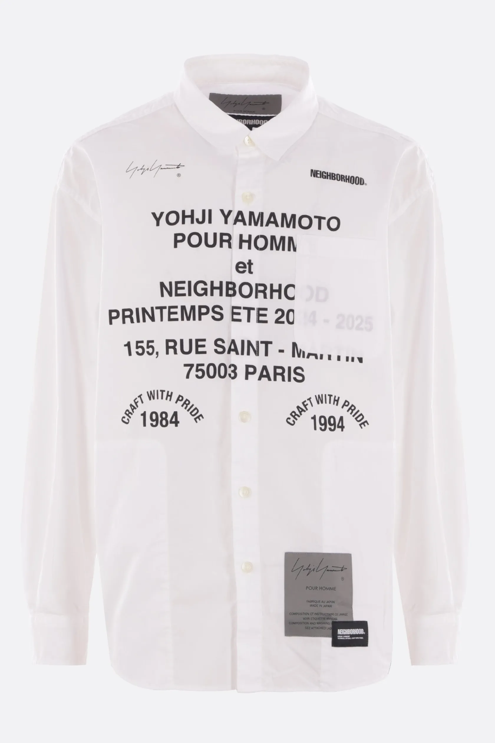 Topwear>YOHJI YAMAMOTO camicia in popeline stampato Bianco