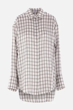 Topwear>LOEWE camicia in raso a quadri Bianco