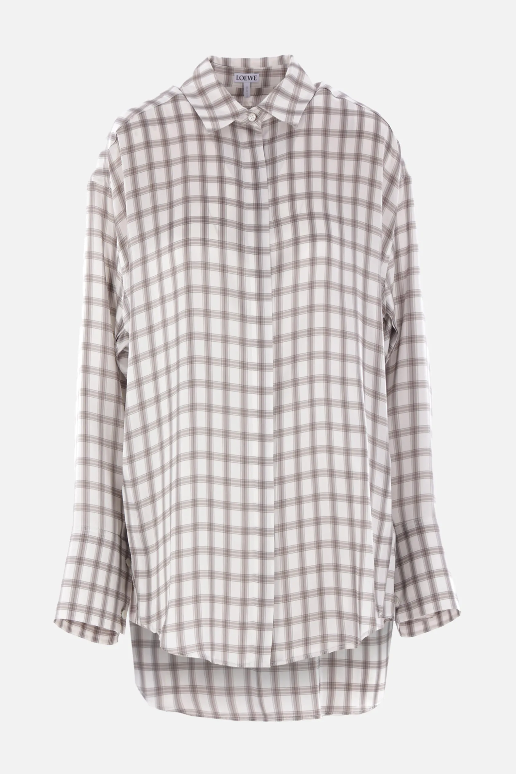 Topwear>LOEWE camicia in raso a quadri Bianco