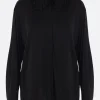 Topwear>JIL SANDER camicia in viscosa fluida con rouches Nero
