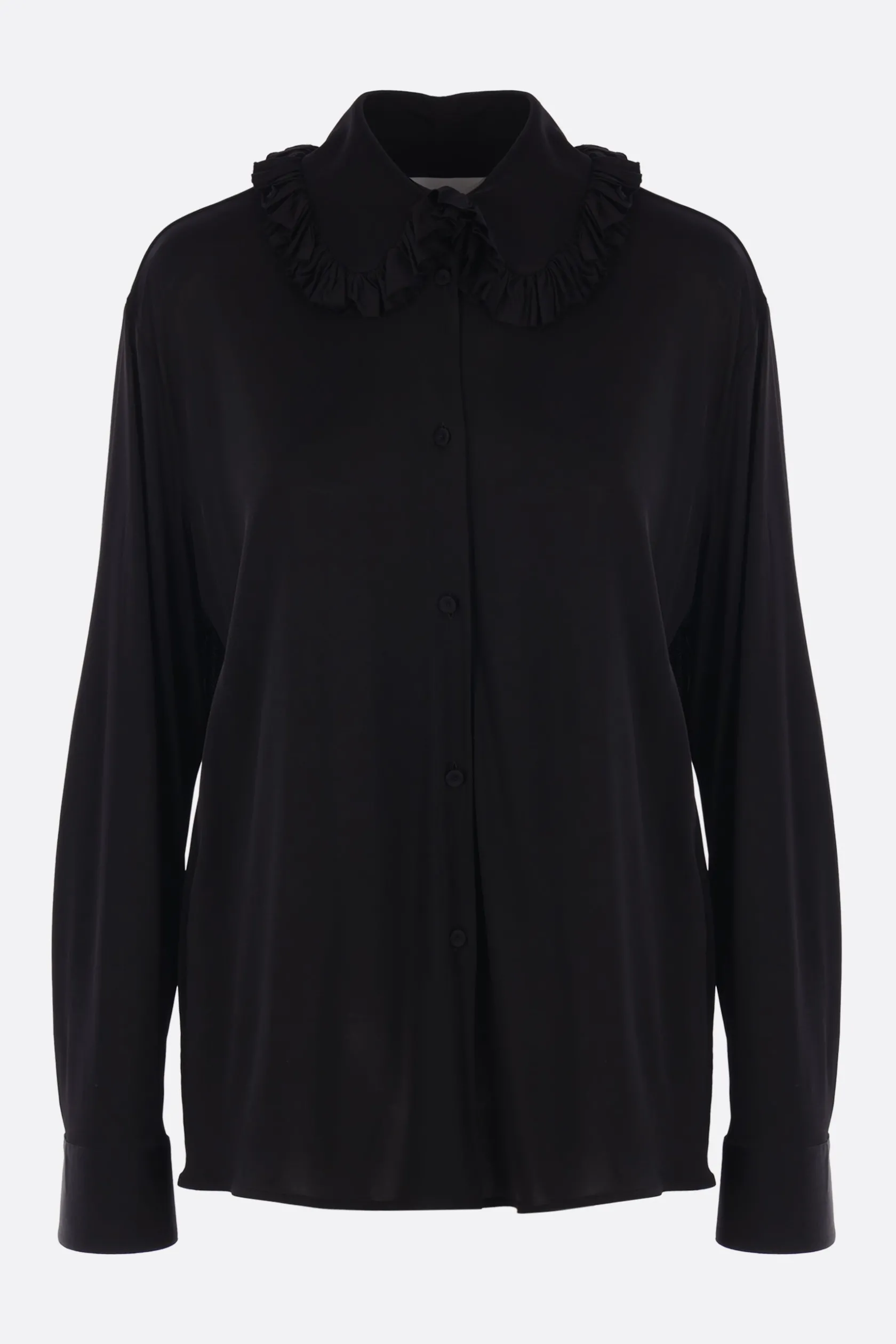Topwear>JIL SANDER camicia in viscosa fluida con rouches Nero